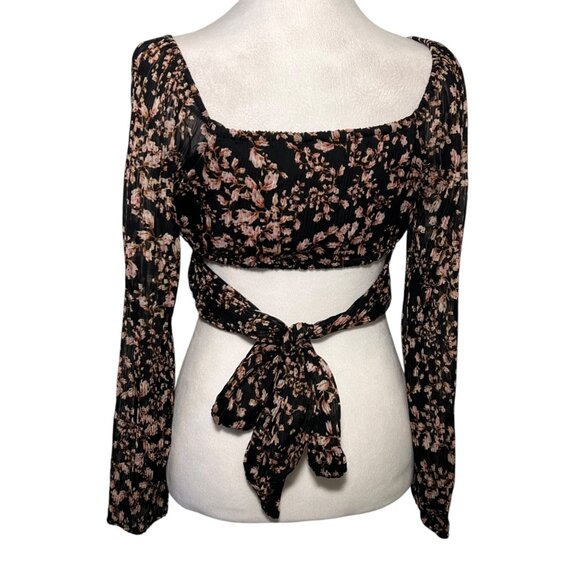 Accordian Bow Long Sleeve Going Out Top Fairy Grunge Whimsigoth Y2K Floral Small - Picture 3 of 13